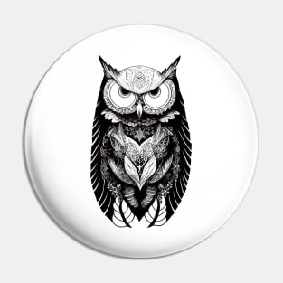 Owl Wild Animal Nature Illustration Art Tattoo Pin