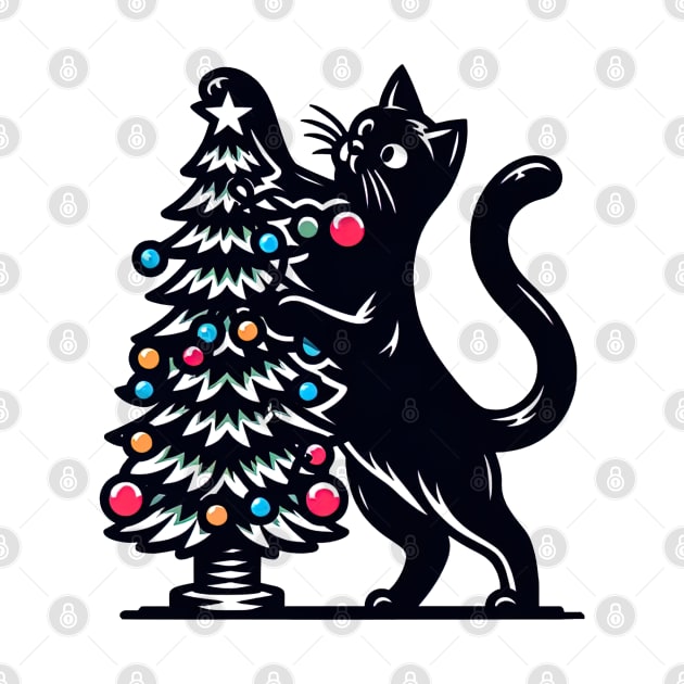 Black Cat Christmas Tree by Happy Shirt