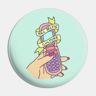 Kill Selfie Culture Phone Emoji Tumblr 90s grunge Hipster Pastel Print Pin