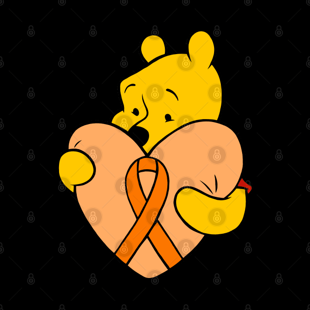 Yellow Bear hugging Orange Awareness ribbon. by CaitlynConnor