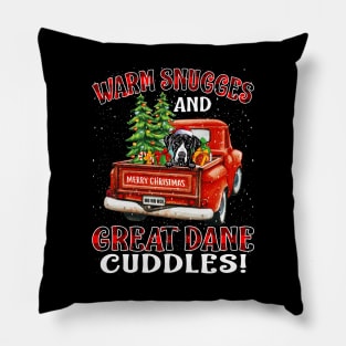 Warm Snuggles And Great Dane Cuddles Ugly Christmas Sweater Pillow