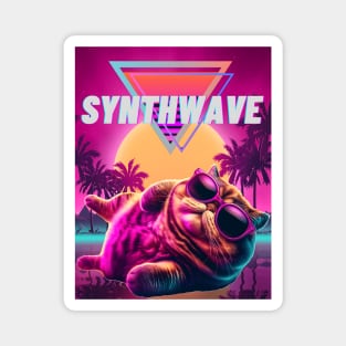 Synthwave cat Magnet