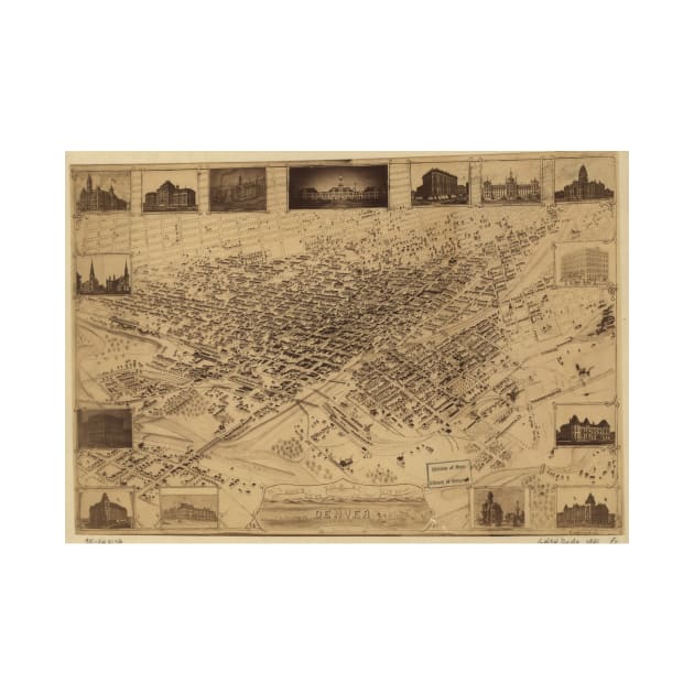 Vintage Pictorial Map of Denver CO (1881) by Bravuramedia