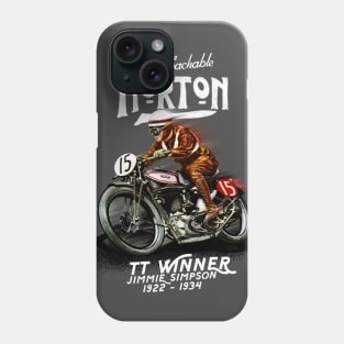 Vintage Norton Motorcycle Racer Jimmie Simpson TT winner MotorManiac Phone Case