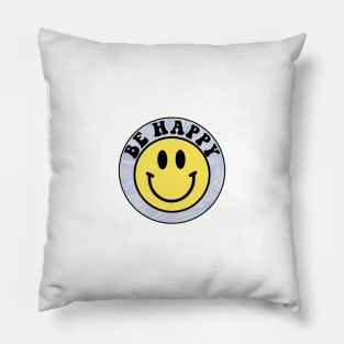 Be Happy Trippy Smiley Face Pillow
