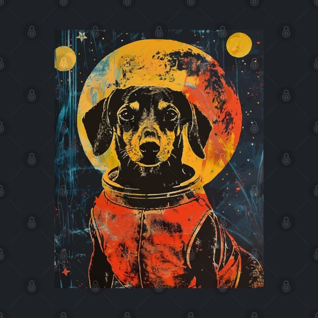 Vintage daschund astronaut portrait by etherElric