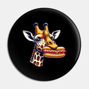 Giraffe enjoys hot dog Pin