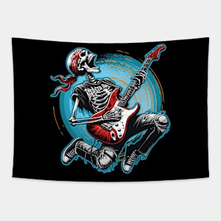 Skeleton Guitar Player - Rock and Roller Graphic Tapestry