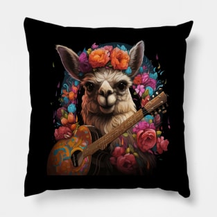 Llama Playing Guitar Pillow