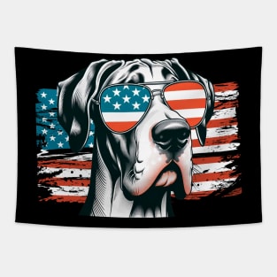 Great Dane Patriotic Sunglasses American Flag 4th of July Tapestry