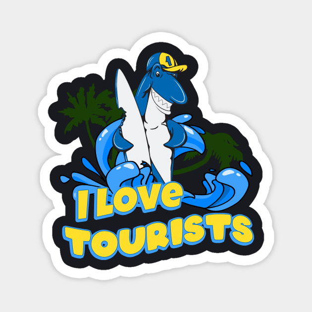 Surfing shark Magnet by Foxxy Merch