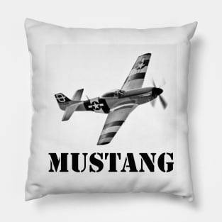 P51 Mustang - Black and White Pillow