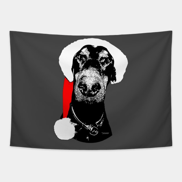 Doberman Claus Tapestry by Tedwear