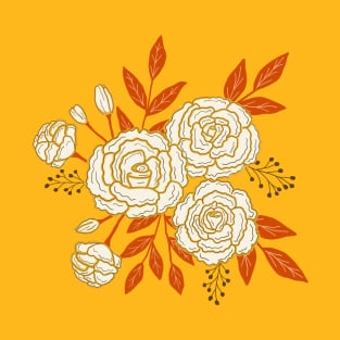 Delicate roses - White on yellow background T-Shirt