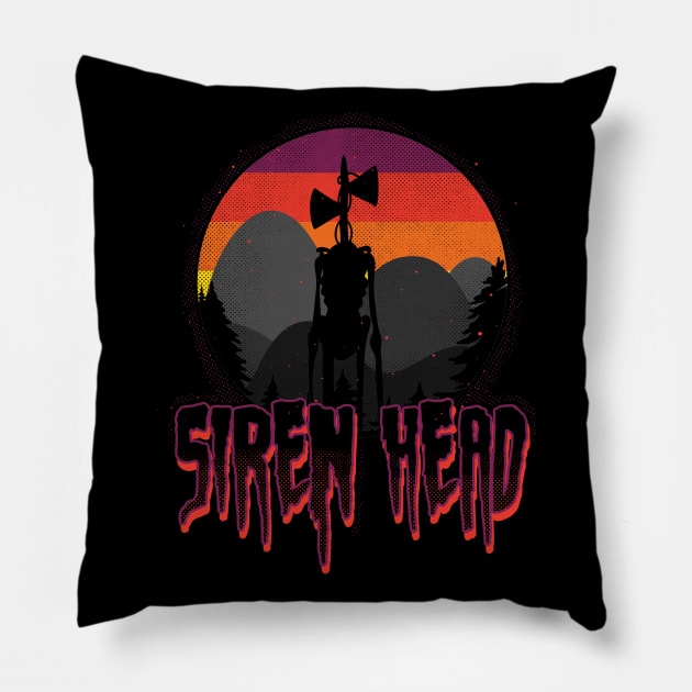 Scary Siren Head vintage sunset meme Pillow by opippi