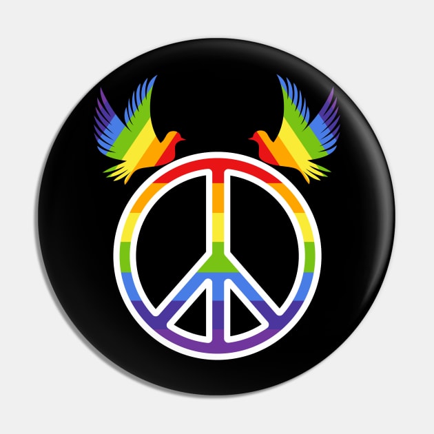 Rainbow Dove Peace Symbol Pin by Wareham Spirals