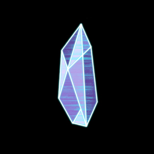 Neon Vaporwave Geometric Crystal Synthwave Style Wireframe Gem by ichewsyou