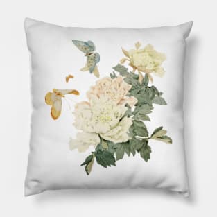 Watercolor peony flower Pillow