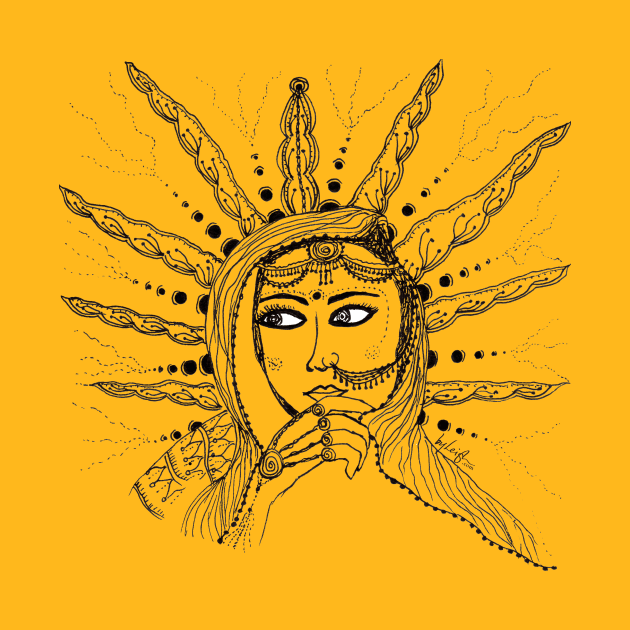 Sunshine Sari (Black Lines) by @byleighart