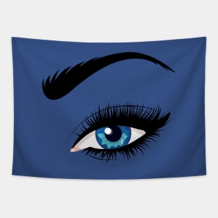 Blue fem eye with long eyelashes Tapestry