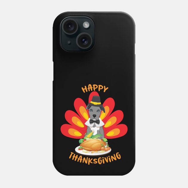 Happy Thanksgiving Blue Nose Pitbull Puppy Pilgrim Turkey Phone Case by Rosemarie Guieb Designs
