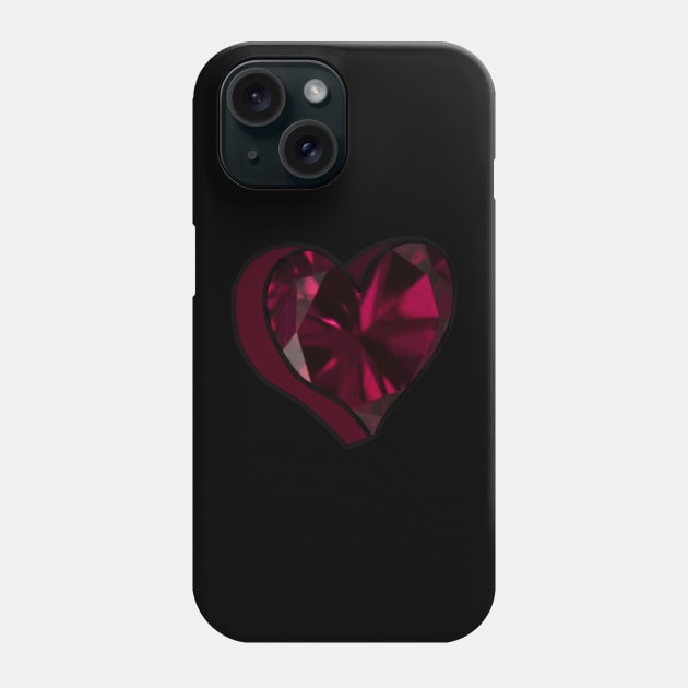 Red Diamond Love Heart Phone Case by ROLLIE MC SCROLLIE