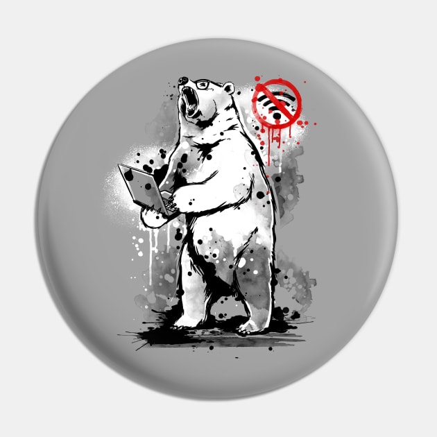 No internet connection - Angry bear Pin by NemiMakeit