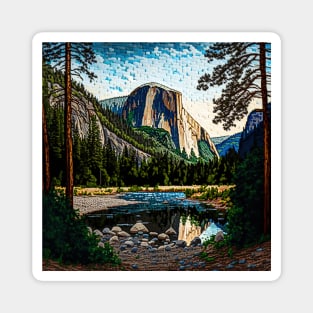 Mosaic Yosemite National Park Square | Half Dome | El Capitan Magnet