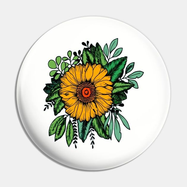 Sunflower Pin by Rolfober