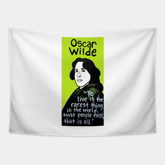 Oscar Wilde pop folk art Tapestry by krusefolkart