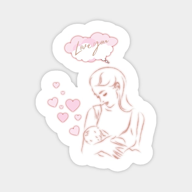 an illustration inspired by mothers, The most beautiful and precious being, Mom. Magnet by JENNEFTRUST