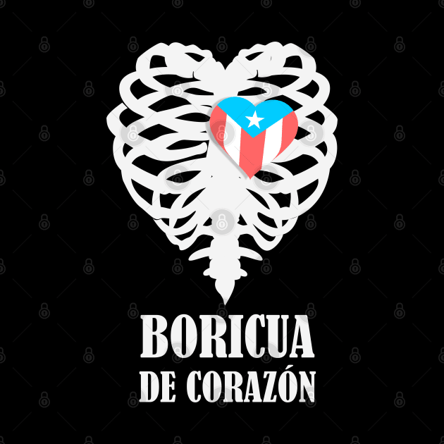 Boricua Flag Heart X-Ray Text by bydarling