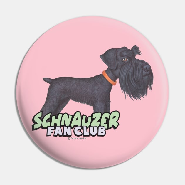 Cute Black Schnauzer Dog posing with Attitude Pin by Danny Gordon Art