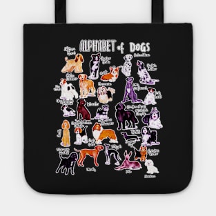 Types of dogs alphabet a-z abc dog identification dog lover Tote