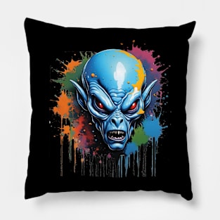 scary blue alien Pillow