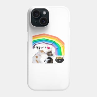 Playful kittens and rainbow with lucky pot - loving kittens Phone Case