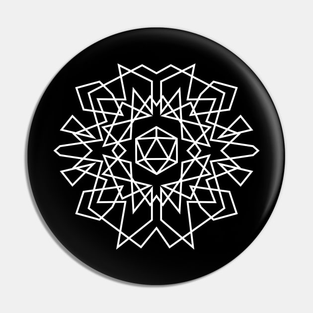 D20 Dice Inspired Monogram Mandala Design Gift Idea Tabletop RPG Gaming Pin by pixeptional