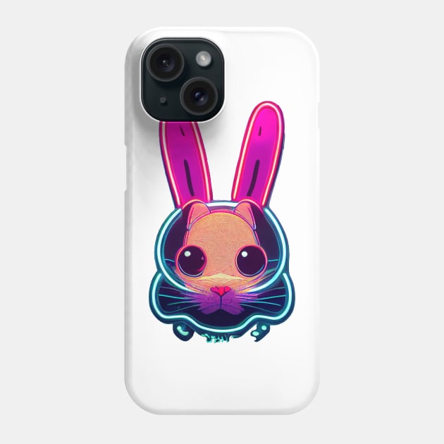 Astronaut Bunny with Neon Helmet Phone Case by DigitPaint