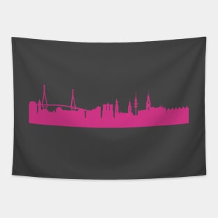 Hamburg skyline pink Tapestry