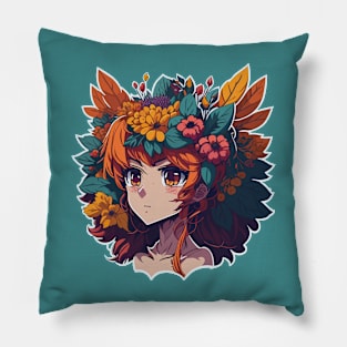 Floral Crown Girl Pillow