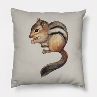 Watercolor Cute Chipmunk Illustration Pillow