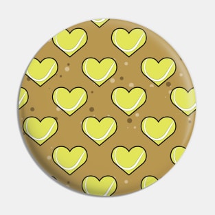 Tennis Ball Texture In Heart Shape - Seamless Pattern On Brown Background Pin