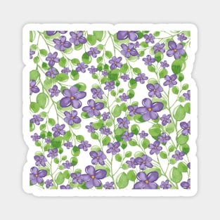 Purple Watercolor Wild Flower Magnet