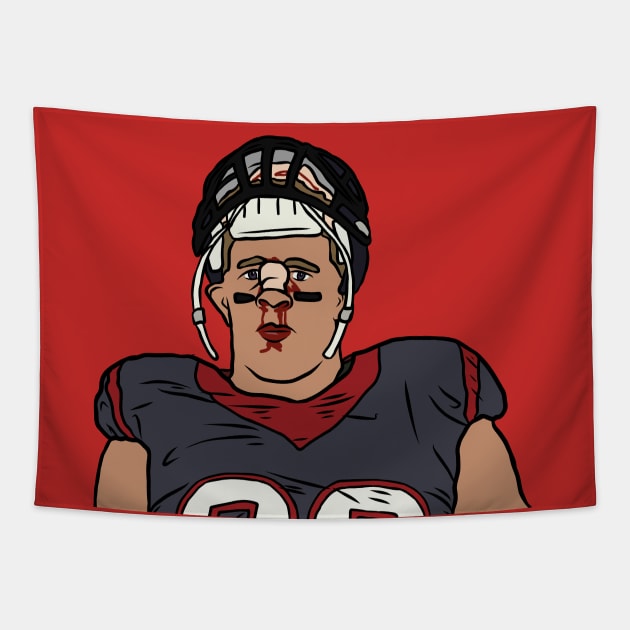 JJ Watt Bloody Nose Tapestry by rattraptees