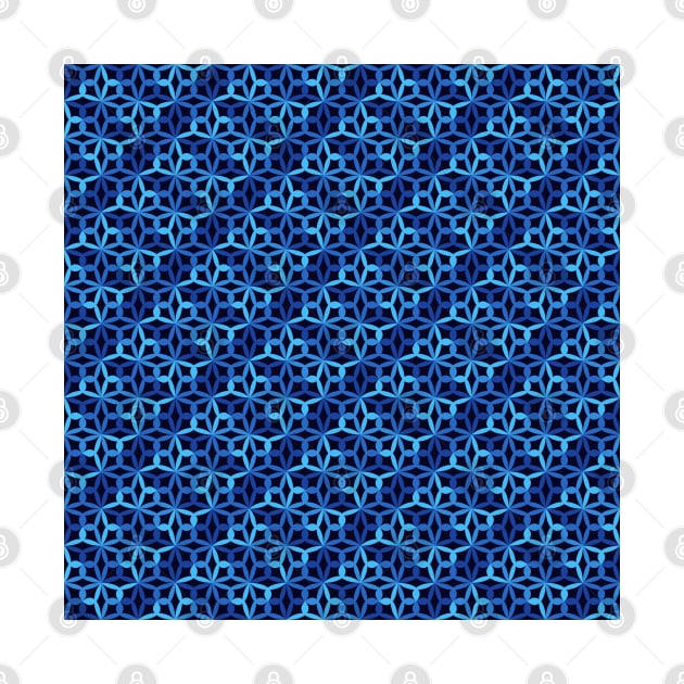 Geometric Flower Petal Pattern (Blue Shades) by John Uttley