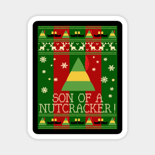 Son Of A Nutcracker Elf Quote Christmas Knit Magnet