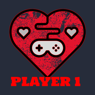 Gamer Couple Matching Valentine Gift Player 1 T-Shirt