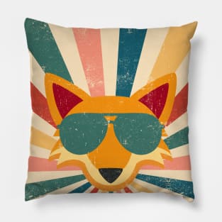 Retro Vibe - Fox in Sunglasses Pillow