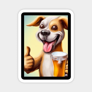 Funny Dog with Beer Magnet