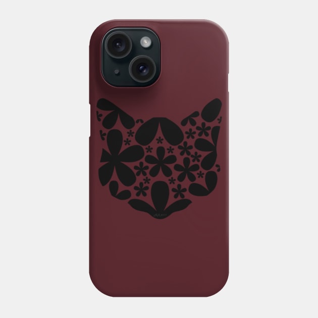 Black Floral Cat (dark) Phone Case by Not Meow Designs 